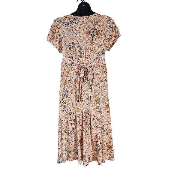 Torrid Women Size 1 / 1X  Faux Wrap Dress Pockets Orange Blue Floral Print - Picture 2 of 10